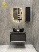 روشویی سنگی کابینت دار مدل بامبو با سنگ مشکی - Image 2